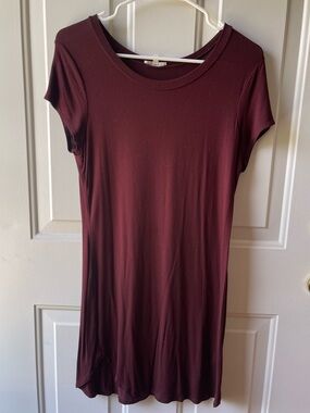 Wet Seal Burgundy Short Sleeve T Shirt Dress